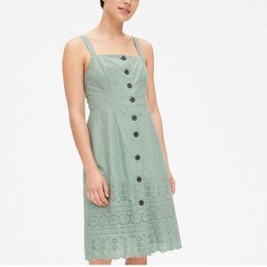 New with tags GAP sage green eyelet button down dress, size 6